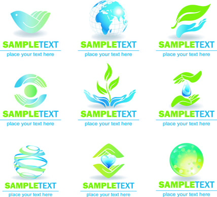 ecology and earth creative logos vector set