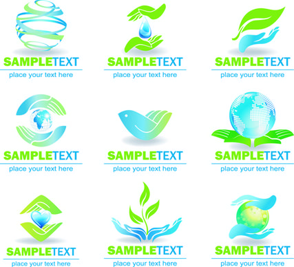 ecology and earth creative logos vector set