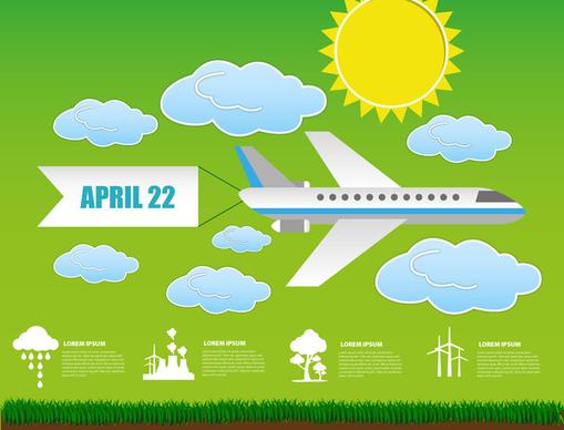ecology banner design with airplane illustration
