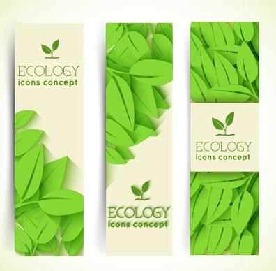 ecology banner green style vector