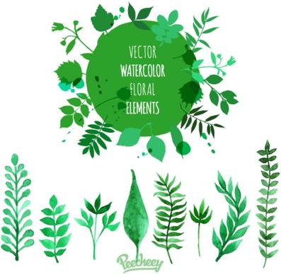 ecology green watercolor stickers