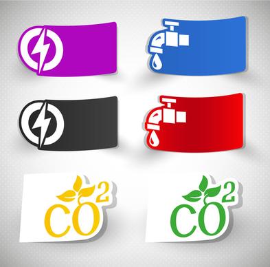 ecology icons design with curved style