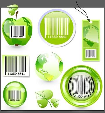 ecology with barcode label and tags vector