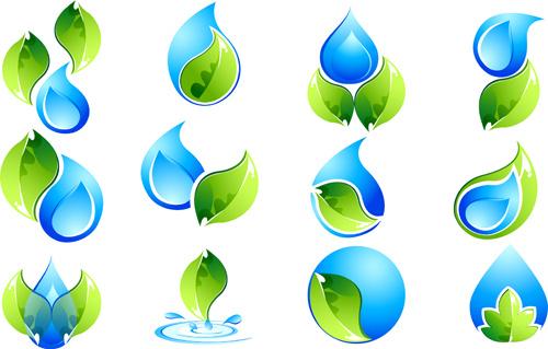 ecology with water logos creative vector