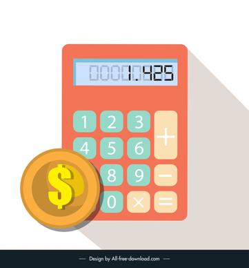 economy design elements flat calculator coins sketch