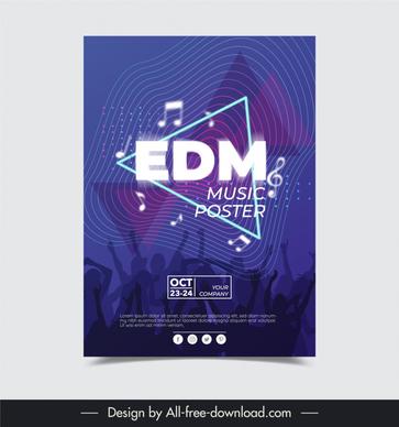 edm music poster template modern dynamic silhouette audience triangle 