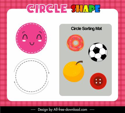 education background circle emblems sketch