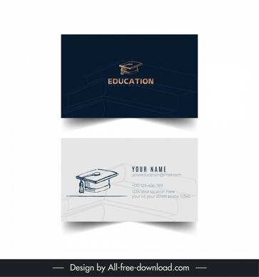 education business card template handdrawn blurred hat