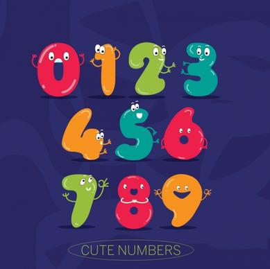 educational background cute stylized numbers icons