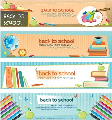 back to school banners templates colorful educational elements