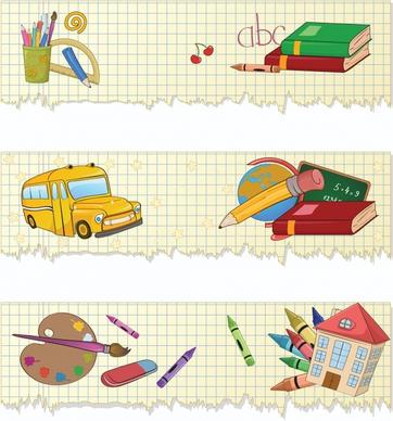 educational background templates colorful handdrawn objects sketch