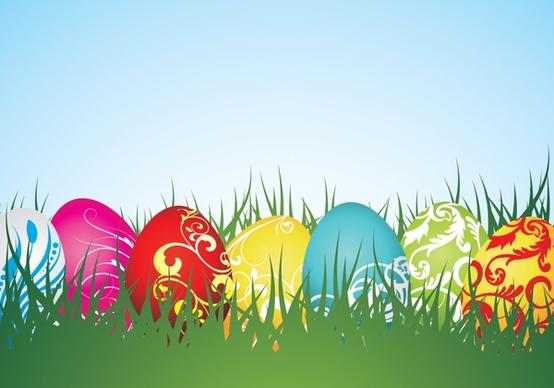 easter background colorful modern eggs grass decor