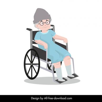  elderly patient icon wheelchair sketch cartoon design 