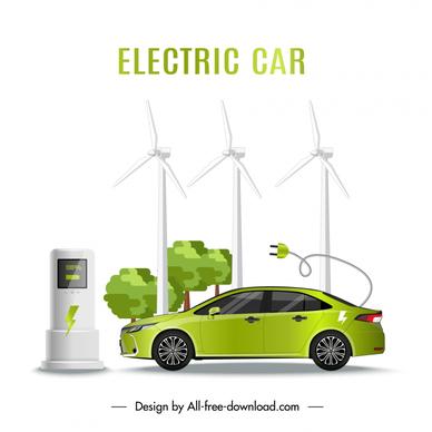 electric car design elements modern elegant symbols