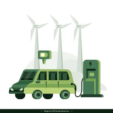 electric transportation design elements van charge station windmill 