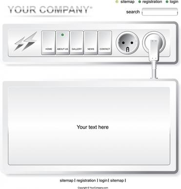 webpage template modern electrical buttons plug sketch