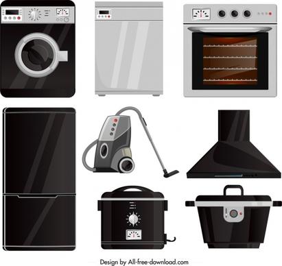 electronic devices icons modern household equipment sketch