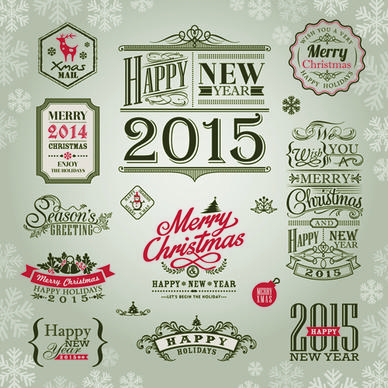 elegant15 christmas and new year labels design