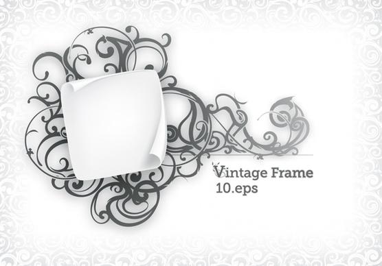 vintage frame template classical seamless curves curled paper
