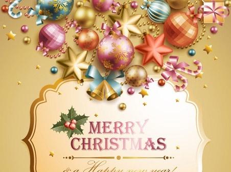 christmas banner bright colorful icons decoration classical style