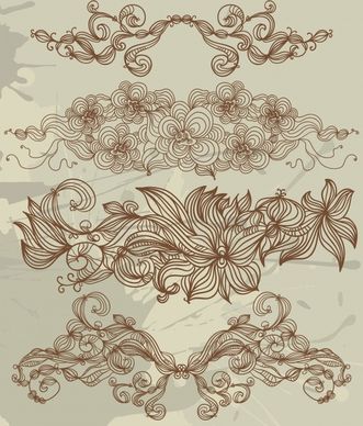 flowers pattern design elements classical handdrawn sketch