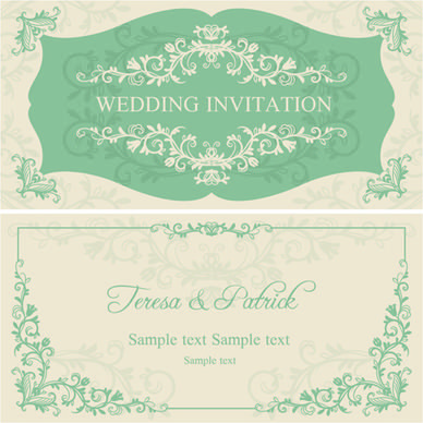 elegant floral decorative wedding invitation vector cards