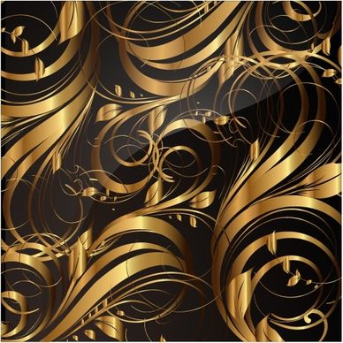 decorative pattern template luxuxy dark golden dynamic curves