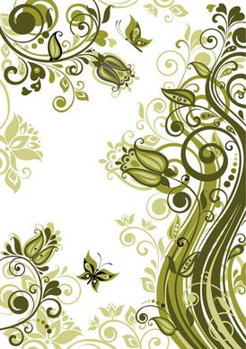 elegant green floral vector background