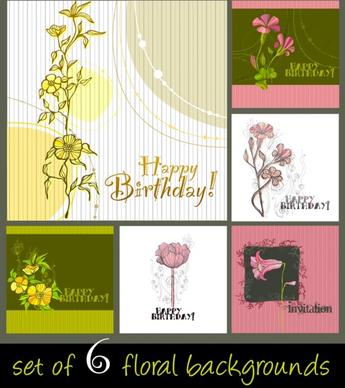 birthday card backgrounds colored classical flower decor