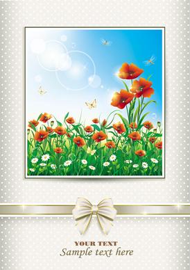 elegant meadow with flowers art background vector