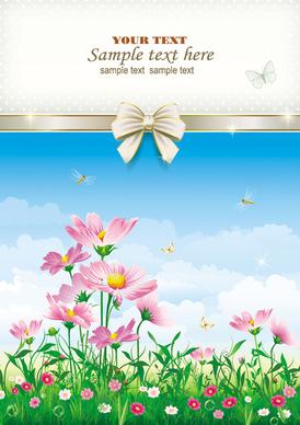 elegant meadow with flowers art background vector