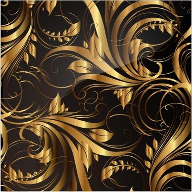 decorative pattern template luxury dynamic golden curves leaf