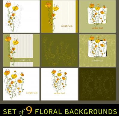 floral background templates colored classical petals sketch