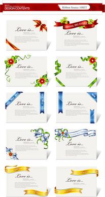 elegant ribbon invitations cards vector