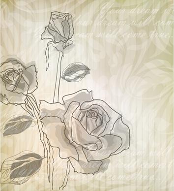 rose card background classical handdrawn blurred design