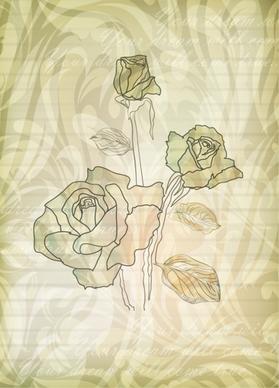 flower card background handdrawn rose sketch blurred design