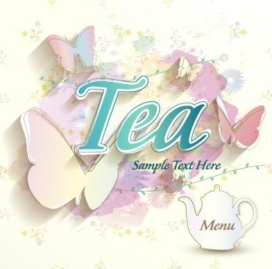 elegant tea menu cover design vector
