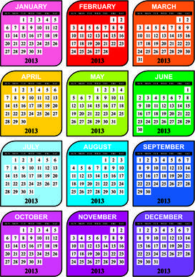 elements of13 year planner calendars design vector