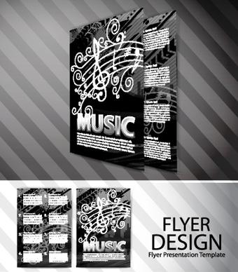 elements of abstract flyer music vector set
