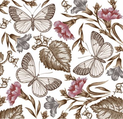 elements of butterfly8 flower vector