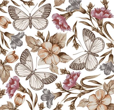 elements of butterfly8 flower vector