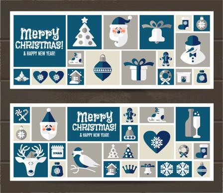 elements of christmas baubles banners vector