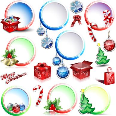 elements of christmas illustration collection vector