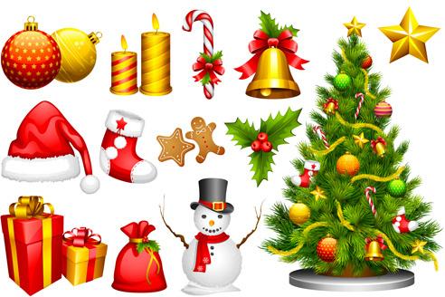 elements of christmas illustration collection vector