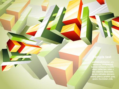 elements of colorful abstract objects vector background set
