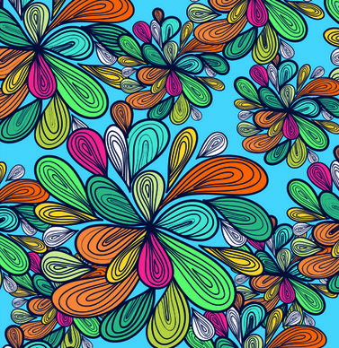 elements of colorful floral seamless pattern design vector