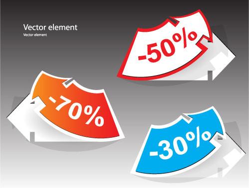 elements of creative discount label stickers vector