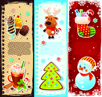 elements of cute christmas banners design vector