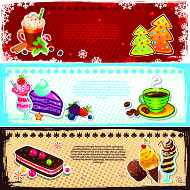 elements of cute christmas banners design vector
