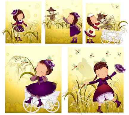 elements of girl scarecrow style vector